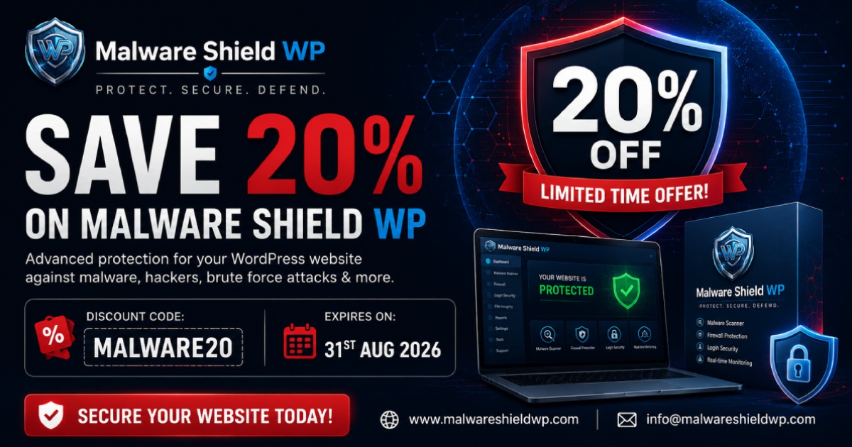 Save 20% on Malware Shield WP